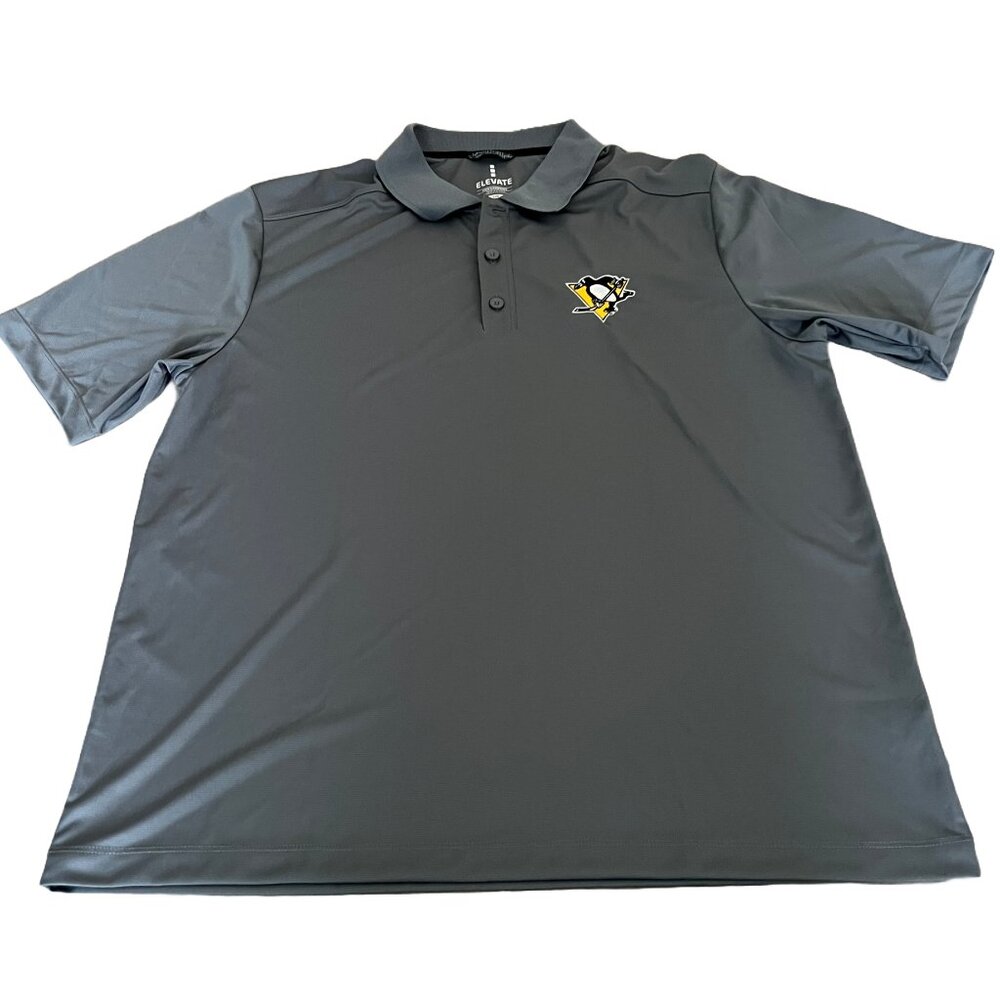 Elevate Men's Large Pittsburg Penguins Gray Short Sleeve Polo